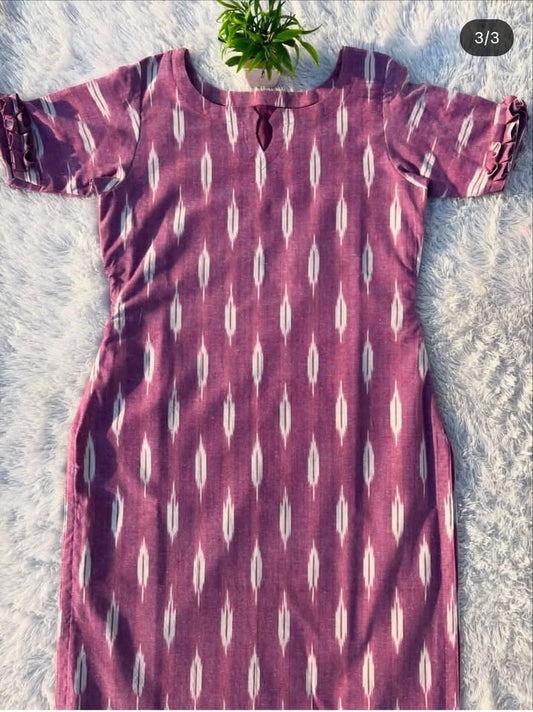 LSV 420 [ Muted mauve ikat kurti that blends soft elegance with timeless charm ]