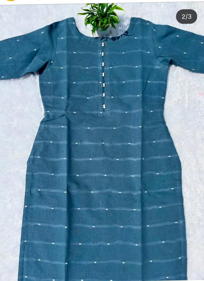 LSV 397 [ Rich steel blue kurti enhanced with handcrafted potli bottons ]
