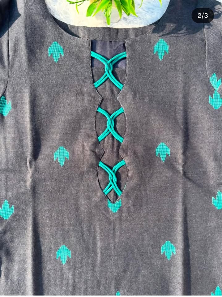 LSV 410 [  A Timeless elephant gray kurti elevated with a unique front interlock pattern ]