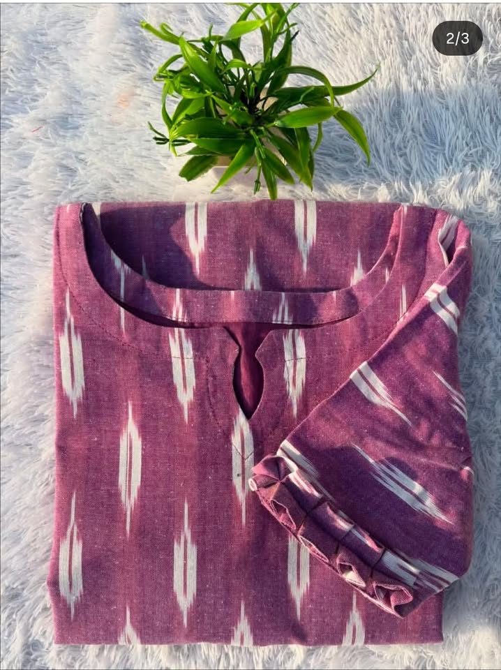 LSV 420 [ Muted mauve ikat kurti that blends soft elegance with timeless charm ]