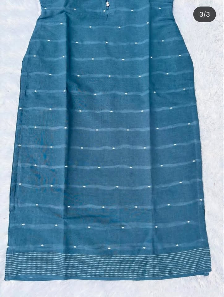 LSV 397 [ Rich steel blue kurti enhanced with handcrafted potli bottons ]