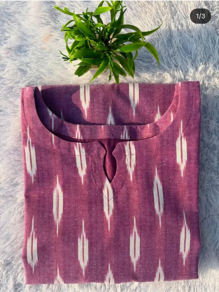 LSV 420 [ Muted mauve ikat kurti that blends soft elegance with timeless charm ]