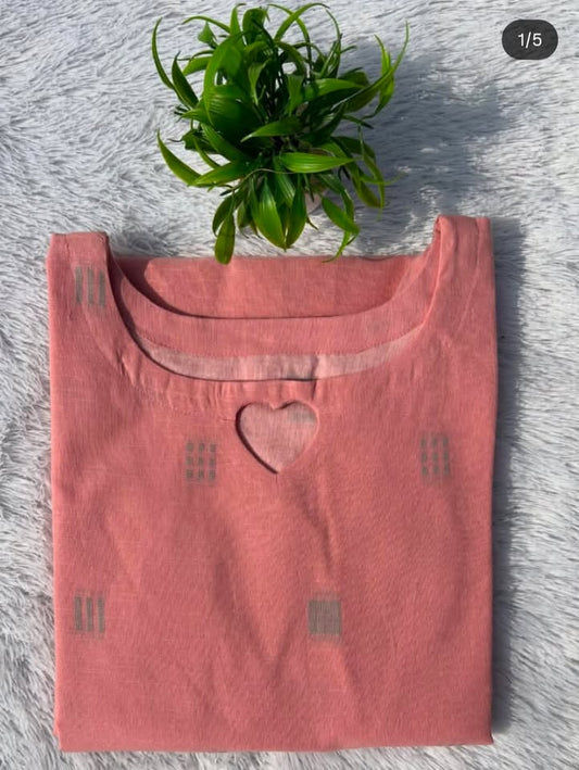 CO08 [ Soft rose pink cotton coord set with elegant detailing