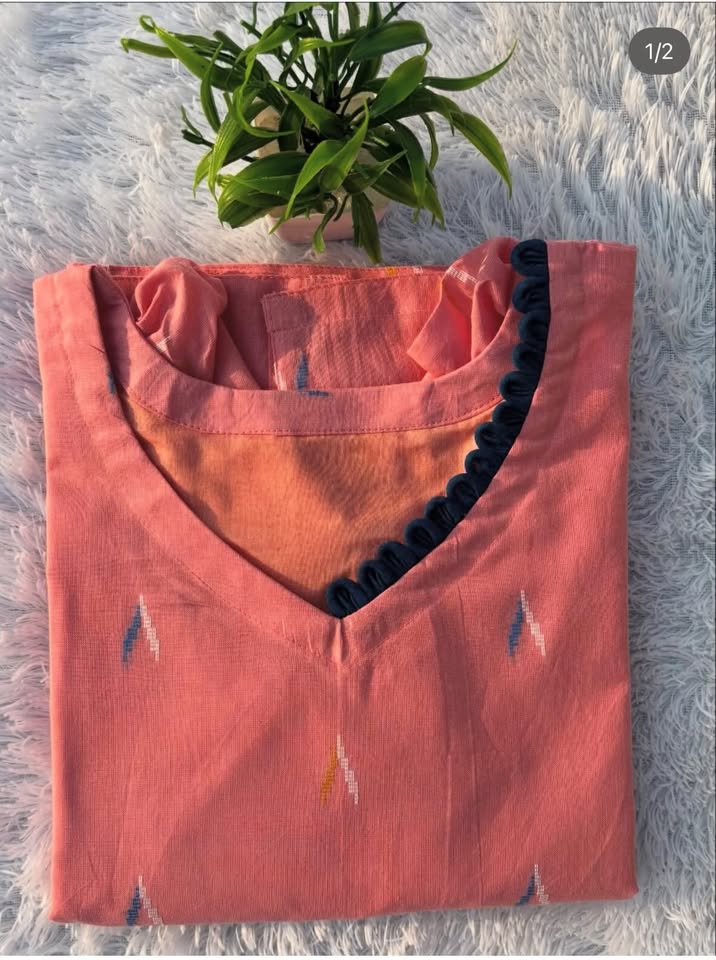 LSV 438 [ Soft peach elegance with a bold navy twist ]