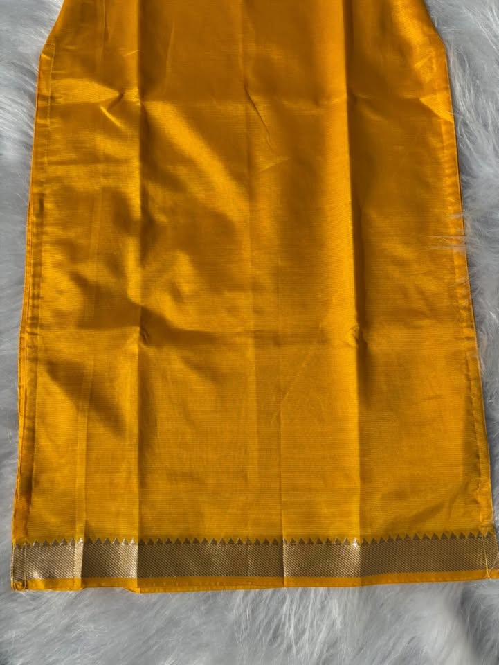 LSV 487  [ A stunning mangalagiri pattu kurti with a graceful scalloped neck ]