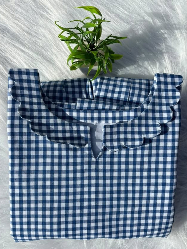 MX 42 [ Classic checks frock with an elegant peter pan neck ]