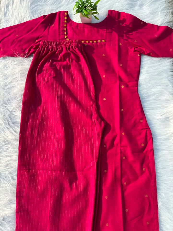 KS 20 [ A Timeless pink lurex Kurti set that radiates grace with every step ]