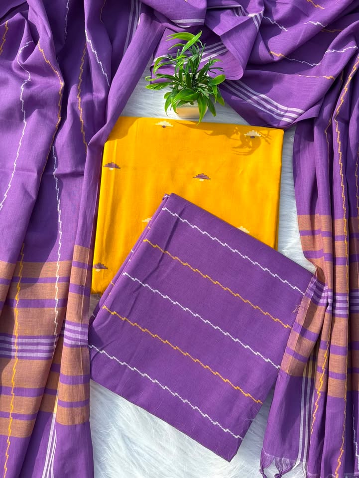TH 08 [ Upgrade your ethnic wardrobe with this premium unstitched cotton set ]