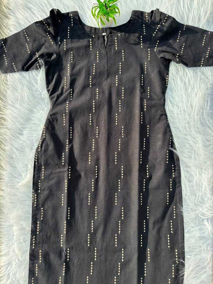 LSV 501 [ Soft pure cotton Kurti with delicate white dotted motifs ]