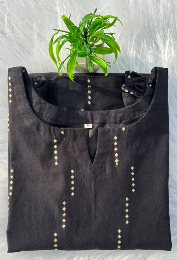 LSV 501 [ Soft pure cotton Kurti with delicate white dotted motifs ]