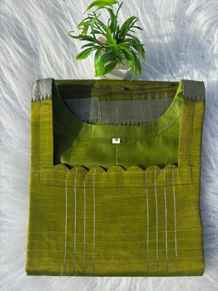 MP 08 [ Rich olive green with delicate silver checks ]