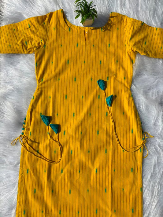 LSV 502 [ From the fabric to the finishing - pure cotton perfection loving the stripes, the slits and those little teal leaf ties ]