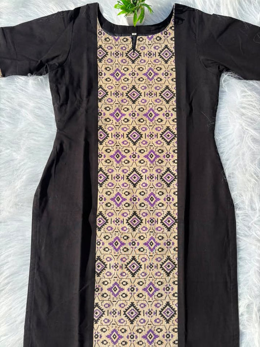 LSV 510 [ A stunning black & lavender pure cotton kurti ]