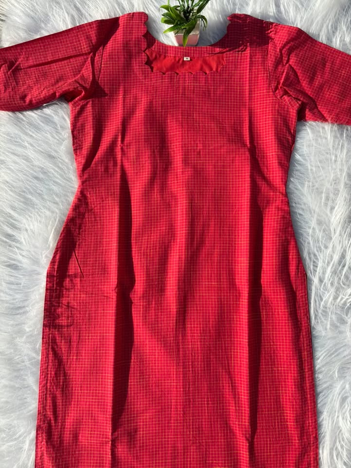 LSV 515 [ A luxury cotton checks Kurti crafted for effortless grace ]