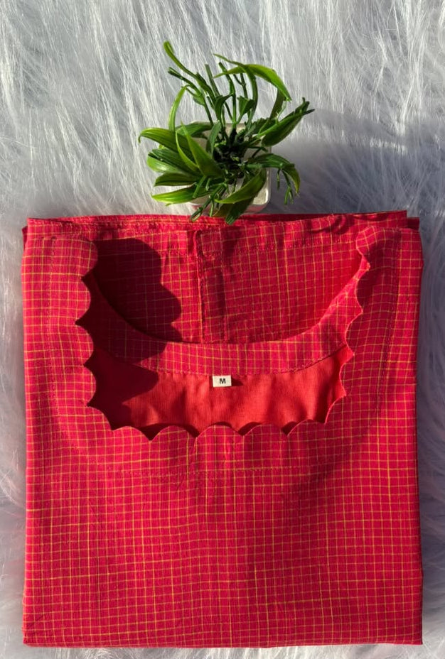 LSV 515 [ A luxury cotton checks Kurti crafted for effortless grace ]