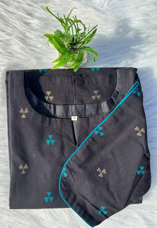LSV 521 [ Midnight black with teal and gold weaving ]