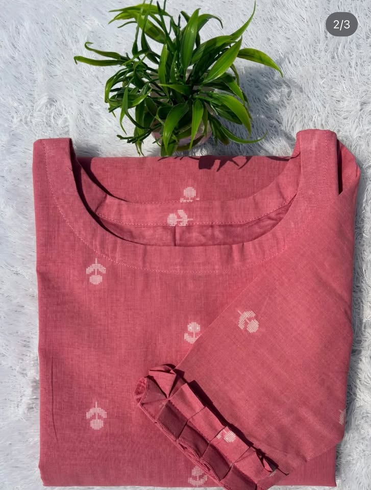 LSV 396 [ Soft rose-pink cotton with delicate thread work with hand design ]
