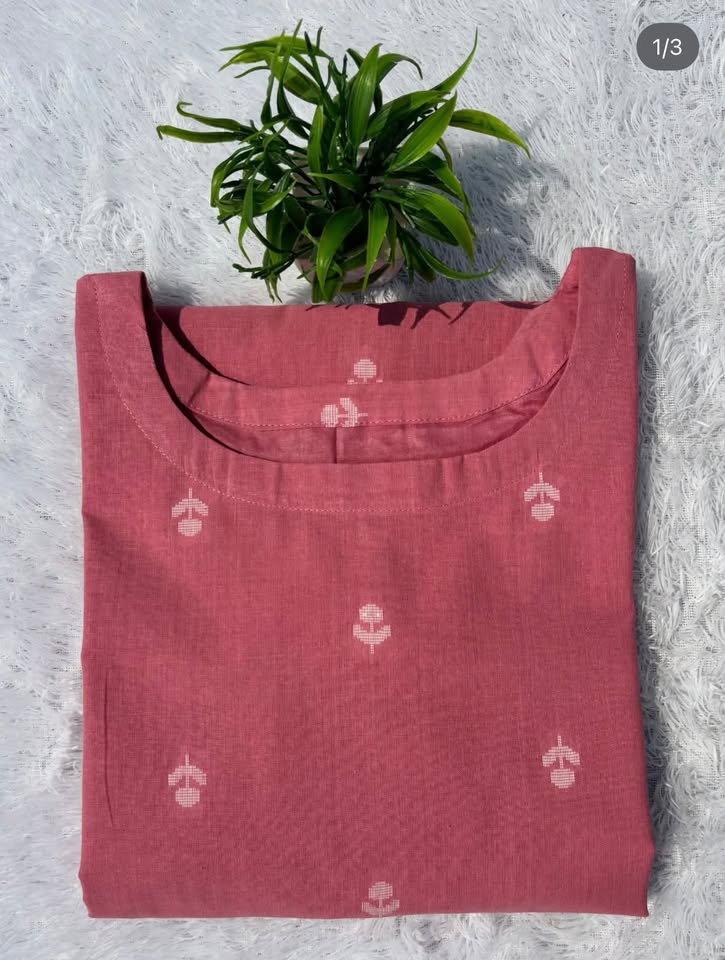 LSV 396 [ Soft rose-pink cotton with delicate thread work with hand design ]