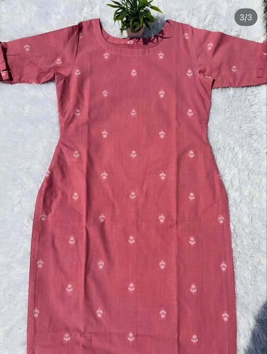 LSV 396 [ Soft rose-pink cotton with delicate thread work with hand design ]