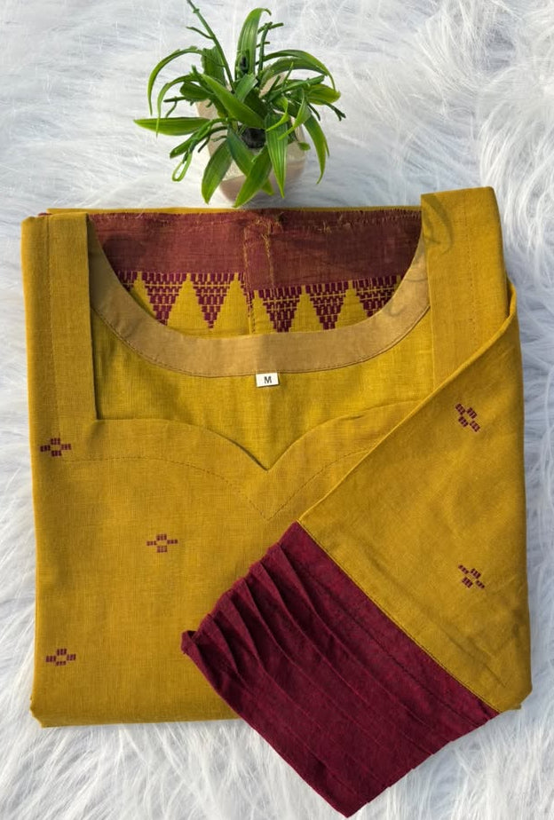 LSV 537 [ Rich mustard tones exquisite maroon detailing ]