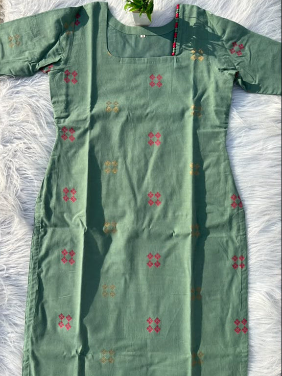 LSV 547 [ This sage green Kurti is pure poetry in pure cotton ]