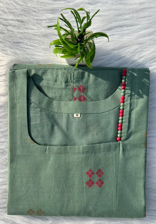 LSV 547 [ This sage green Kurti is pure poetry in pure cotton ]
